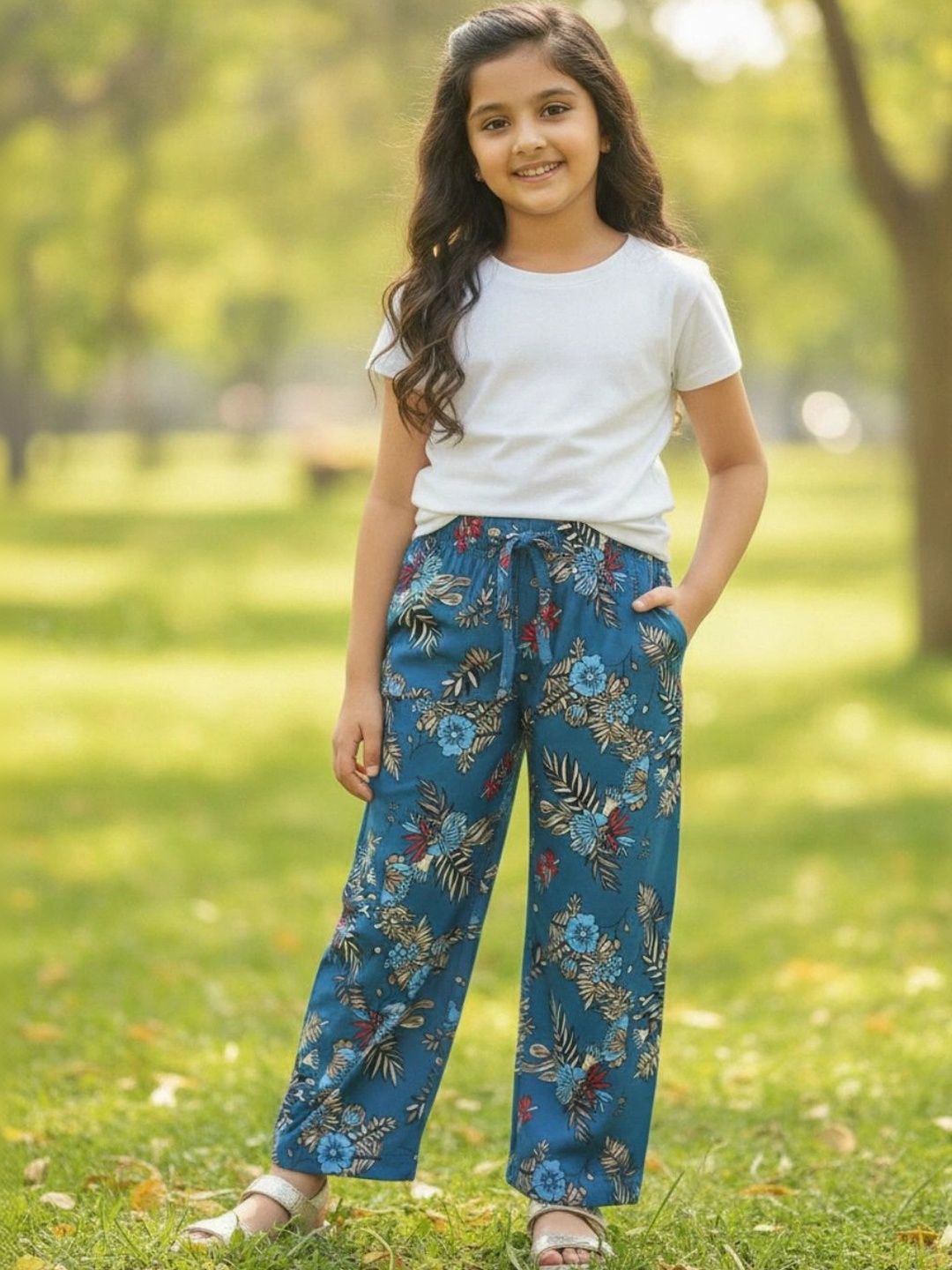 V-Mart Girls Floral Printed Palazzos-picture-32
