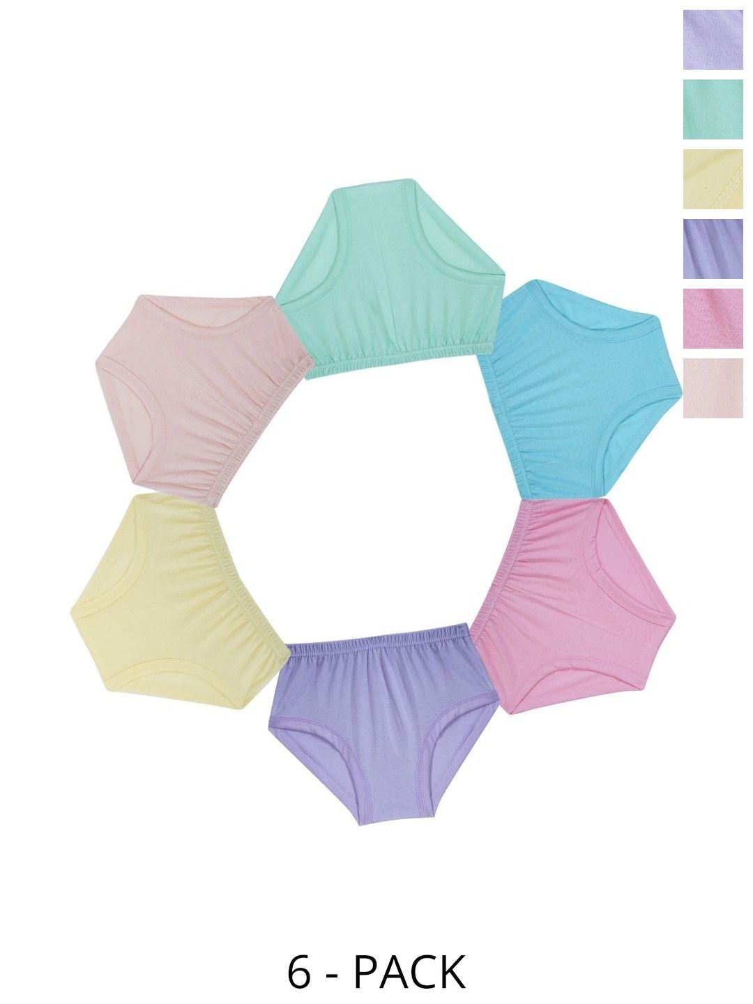 YELLOWDELIGHT Girls Pack of 6 Assorted Cotton Basic Briefs-picture-13