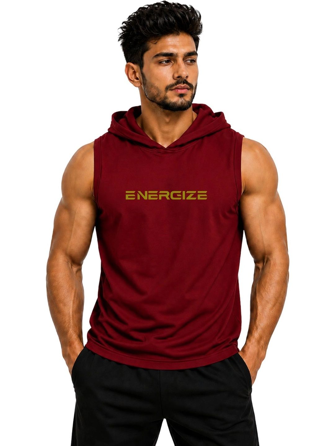 3Colors Men's Sleeveless Gym Hoodie | Quick Dry Active Hooded Tank Top | Lightweight Workout Vest for Gym, Running, Training & Fitness-picture-15