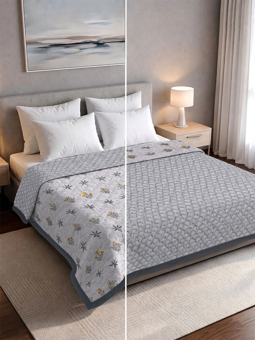Pure Cotton Double Bed King Size Reversible AC Dohar | Quilted Comforter & Jaipuri Razai-image-8