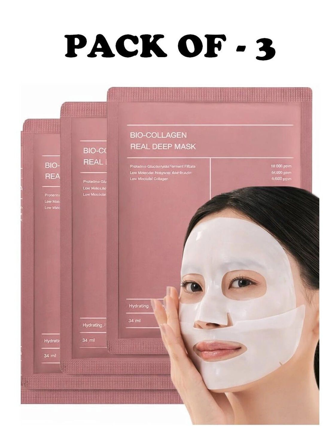glamherbs Set Of 3 Bio Collagen Real Deep Mask - 34 g Each-picture-12
