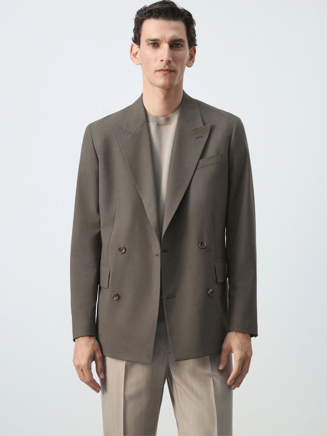 MANGO MAN Notched Lapel Double-Breasted Formal Blazers-picture-30