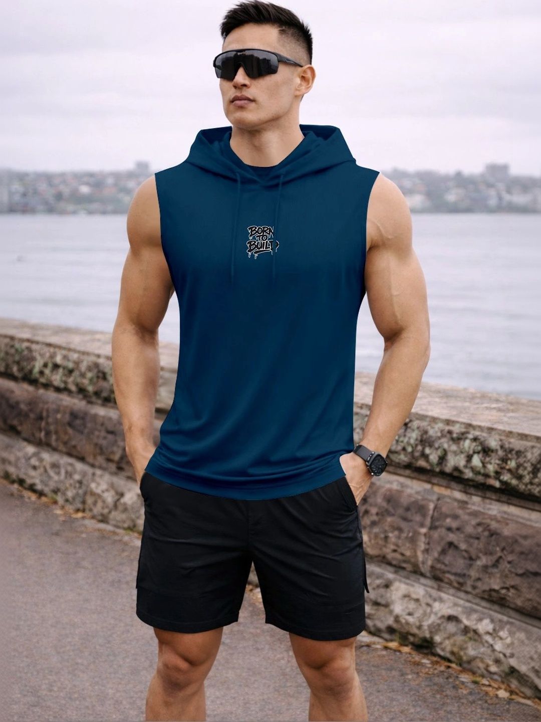 ENRIZZ X FITNESS EXCHANGE Men Typography Printed Hooded Dri-FIT T-shirt-image-29