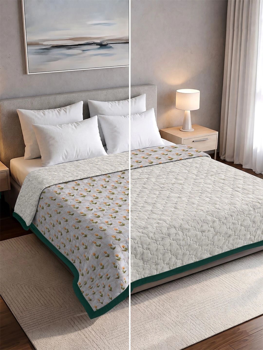 Pure Cotton Double Bed King Size Reversible AC Dohar | Quilted Comforter & Jaipuri Razai-image-8
