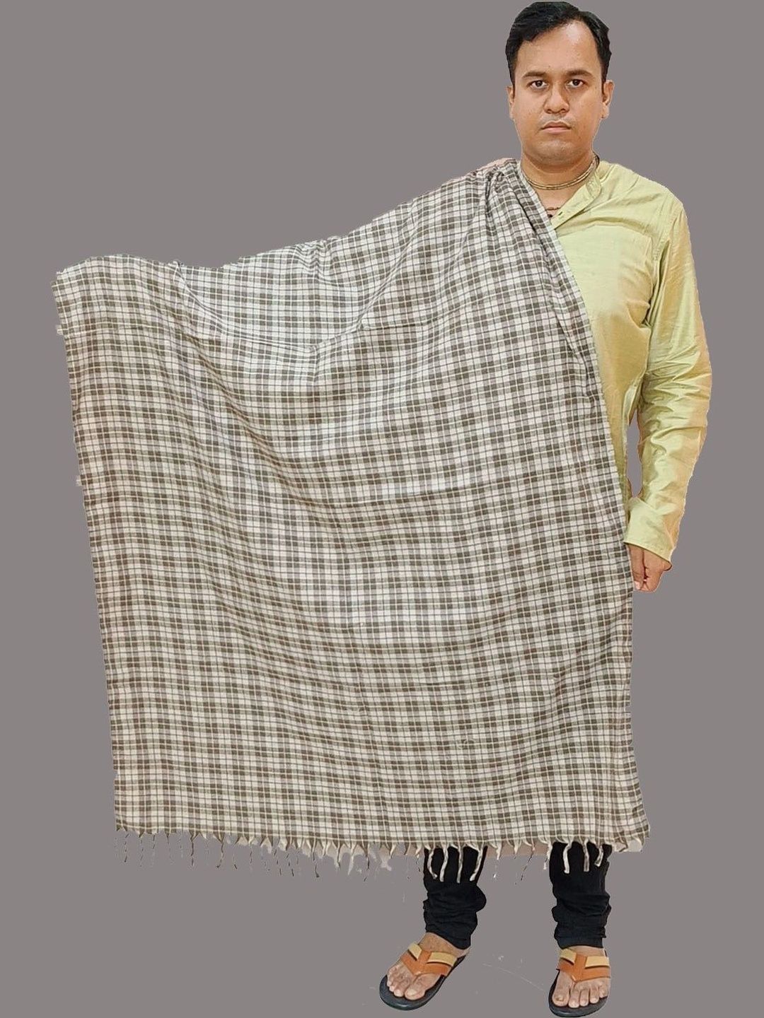 KAVIM Women Checked Woven Design Shawl-image-15