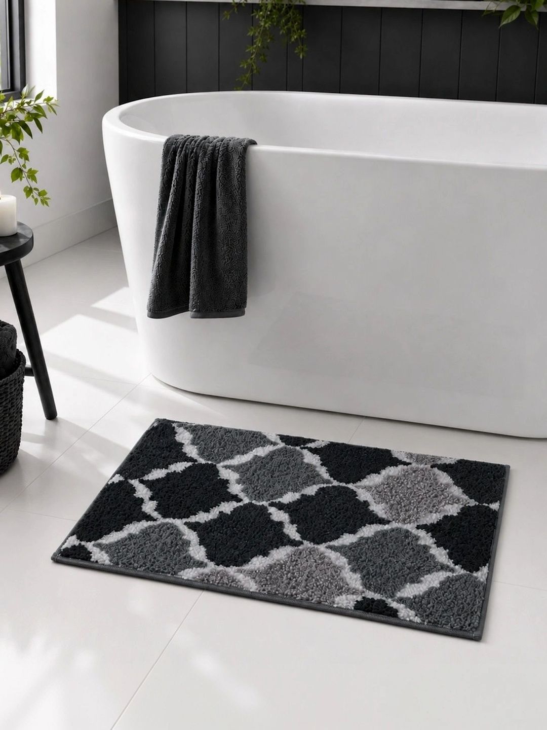 Homzz Grey & Black 450 GSM Anti-Skid Bath Rugs-picture-14