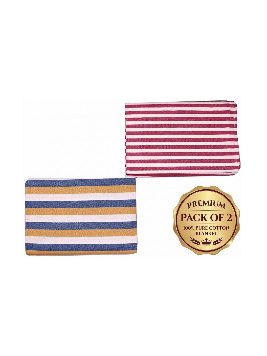 Hornbill Enterprises Pink Set of 2 Striped Blanket-picture-45