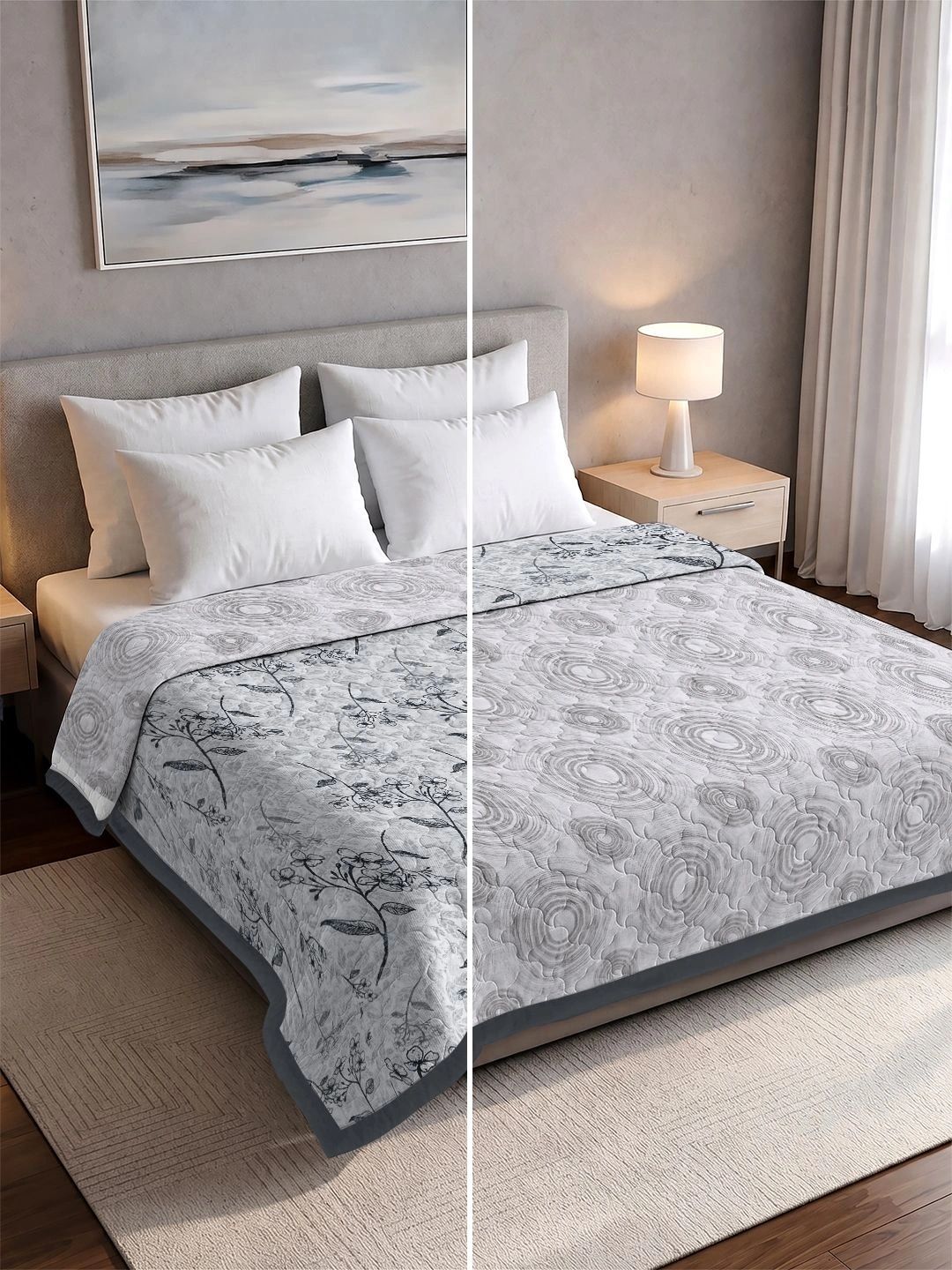 Pure Cotton Double Bed King Size Reversible AC Dohar | Quilted Comforter & Jaipuri Razai-image-49