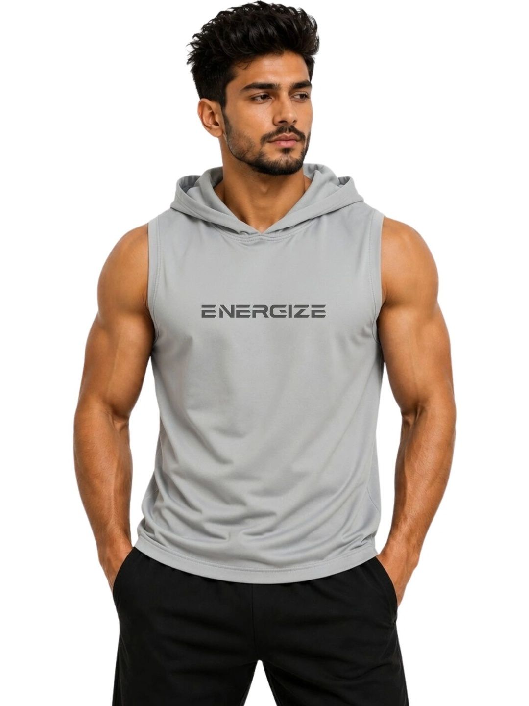 3Colors Men's Sleeveless Gym Hoodie | Quick Dry Active Hooded Tank Top | Lightweight Workout Vest for Gym, Running, Training & Fitness-picture-21