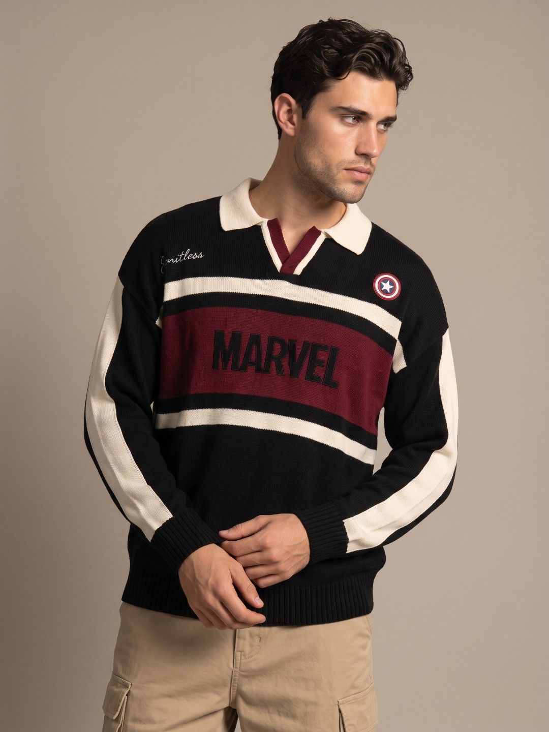 glitchez Men Typography Embroidered Detail Pullover-image-28