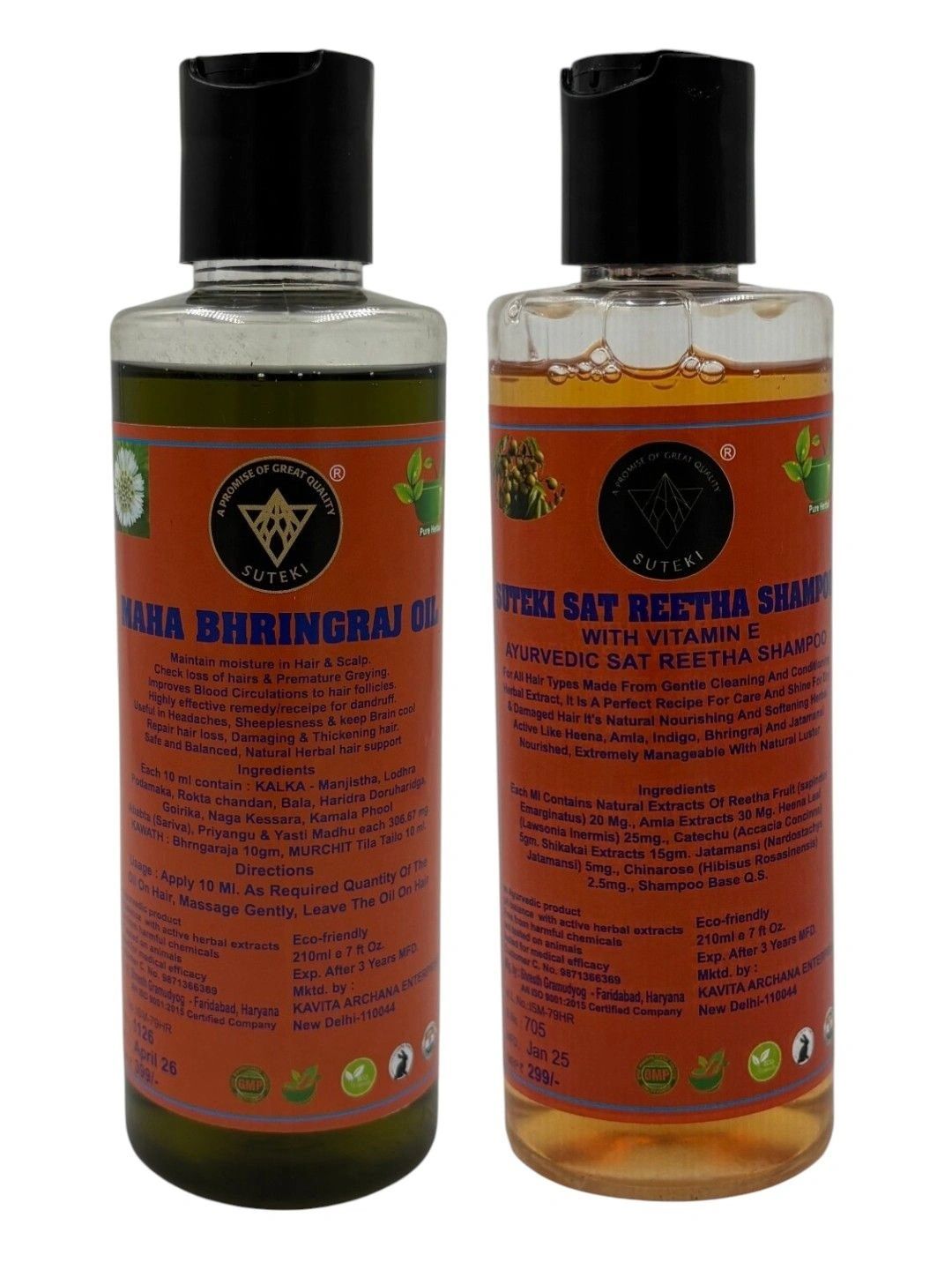 SUTEKI Set Of 2 Bhringraj Hair Oil & Reetha Shampoo - 210 ml Each-picture-38