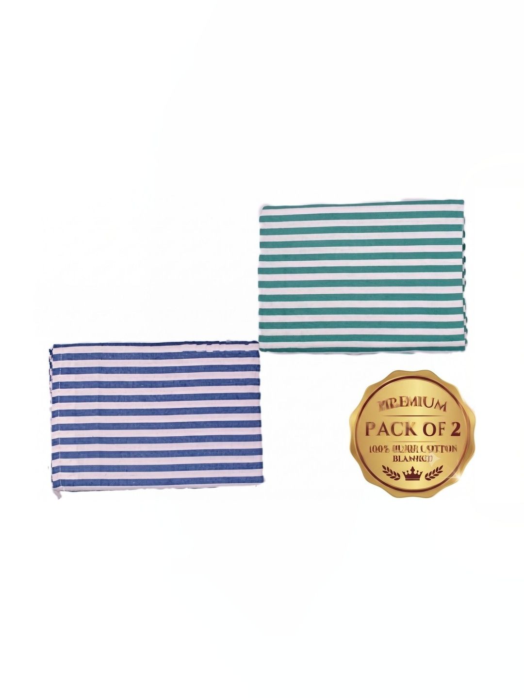 Hornbill Enterprises Blue Set of 2 Striped Blanket-picture-18