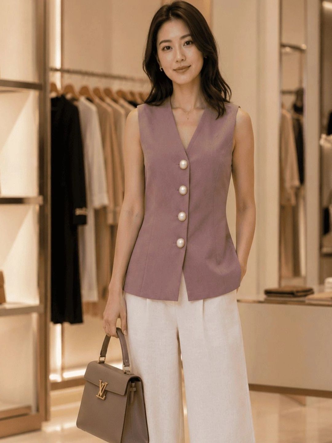 PURVIT V-Neck Woven Waistcoat-image-31