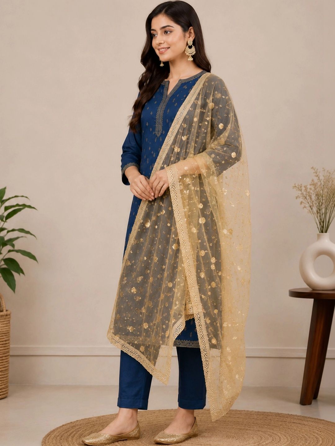 HAUTEMODA Dupatta with Sequinned-picture-2