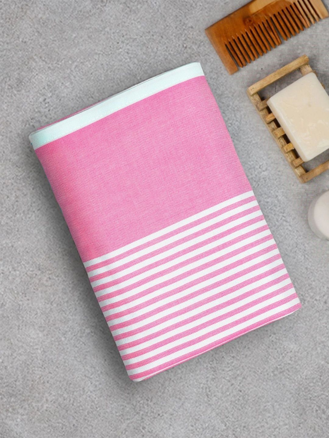 ZAHYA Pink 1 Striped Bamboo 250 GSM Bath Towel-image-47
