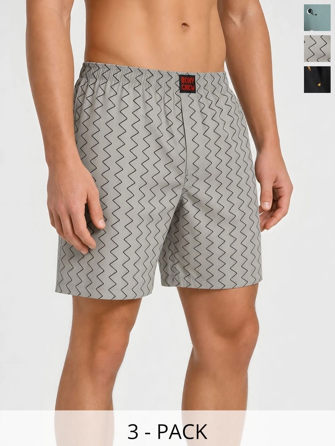 Boxy Crew Pack Of 3 Printed Cotton Boxers-picture-42