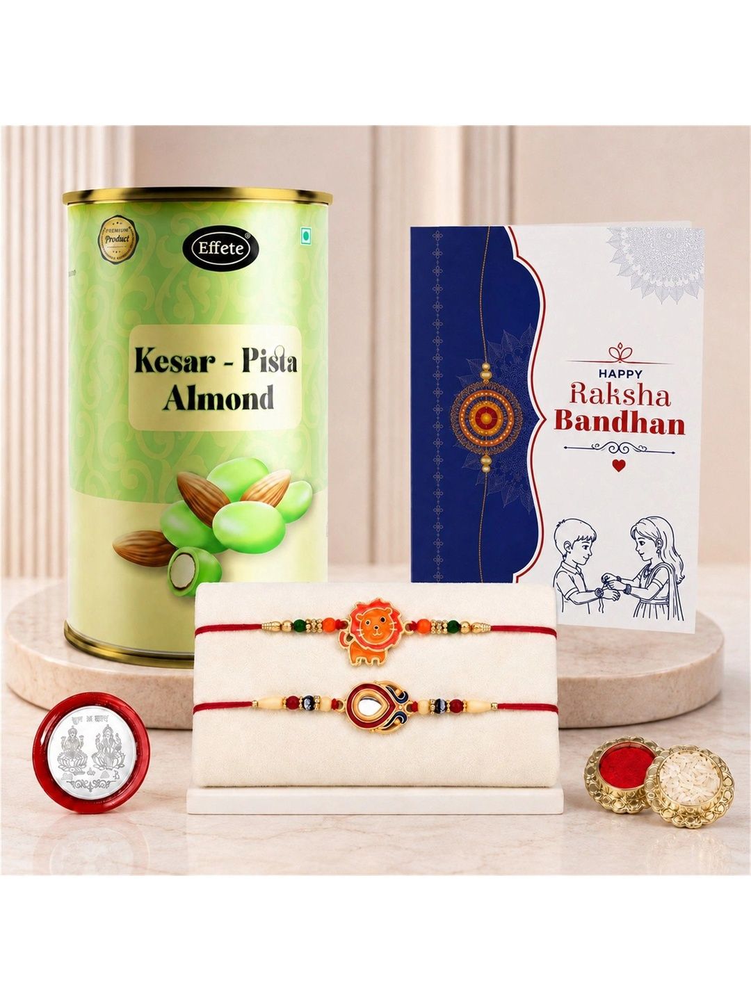 DeoDap Artificial Stones Studded & Beaded Thread Rakhi With Chocolate Gift Set-image-45