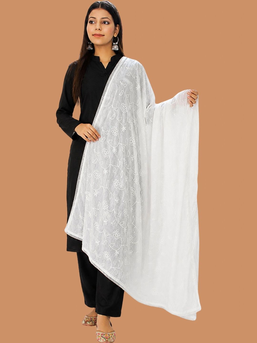 HAUTEMODA Embroidered Dupatta with Thread Work-image-36