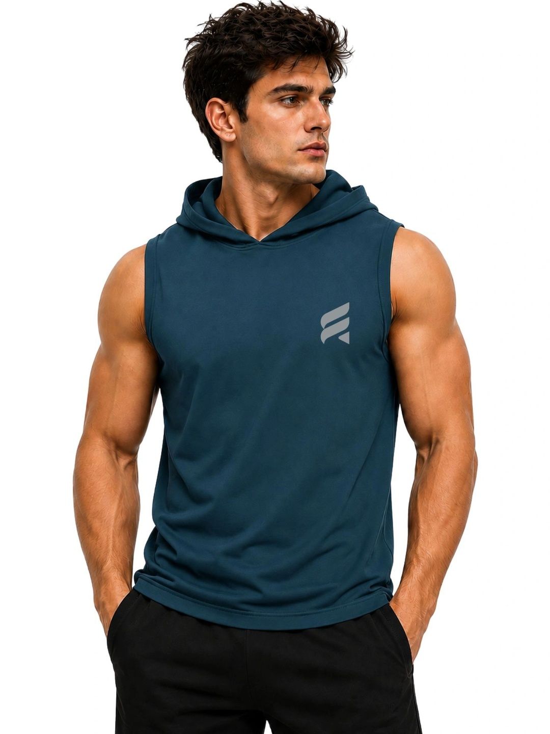 3Colors Men's Sleeveless Gym Hoodie | Quick Dry Active Hooded Tank Top | Lightweight Workout Vest for Gym, Running, Training & Fitness-picture-31