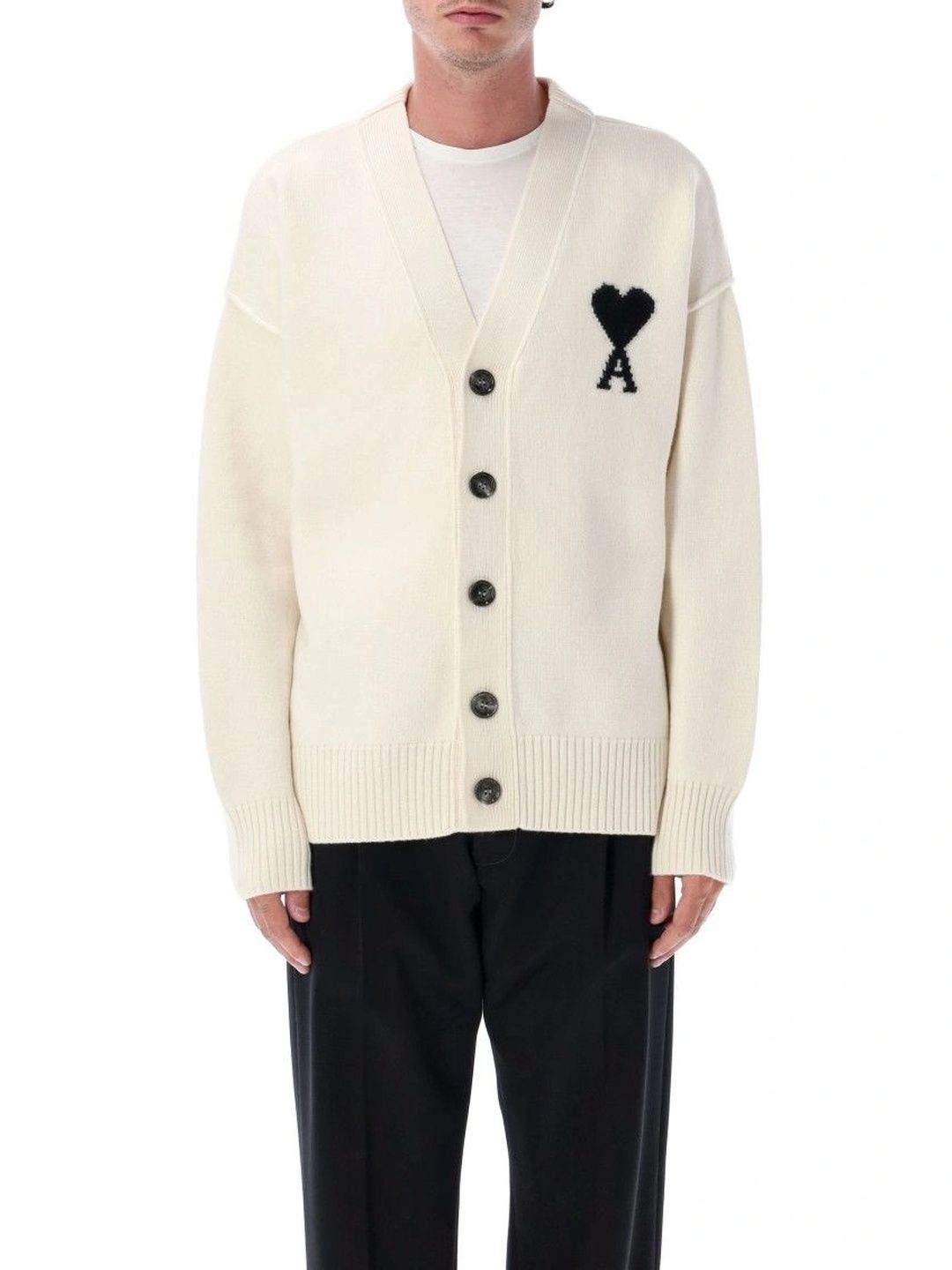 ami paris Off White Signature Cardigan-picture-24