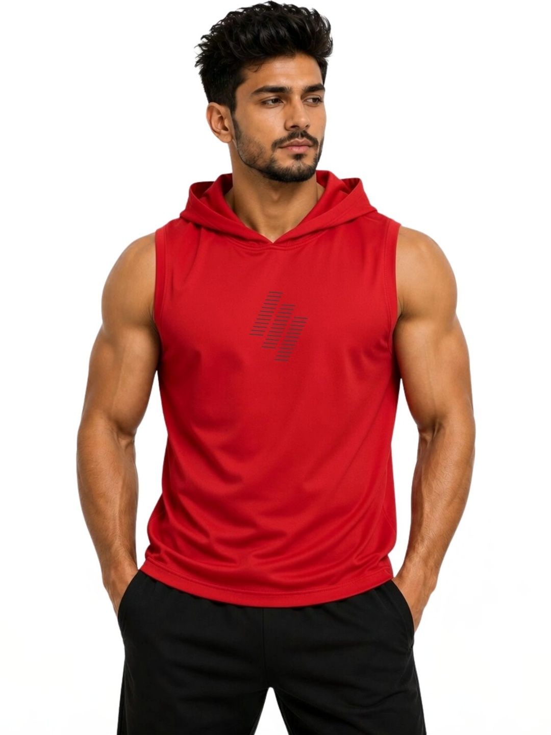 3Colors Men's Sleeveless Gym Hoodie | Quick Dry Active Hooded Tank Top | Lightweight Workout Vest for Gym, Running, Training & Fitness-picture-22