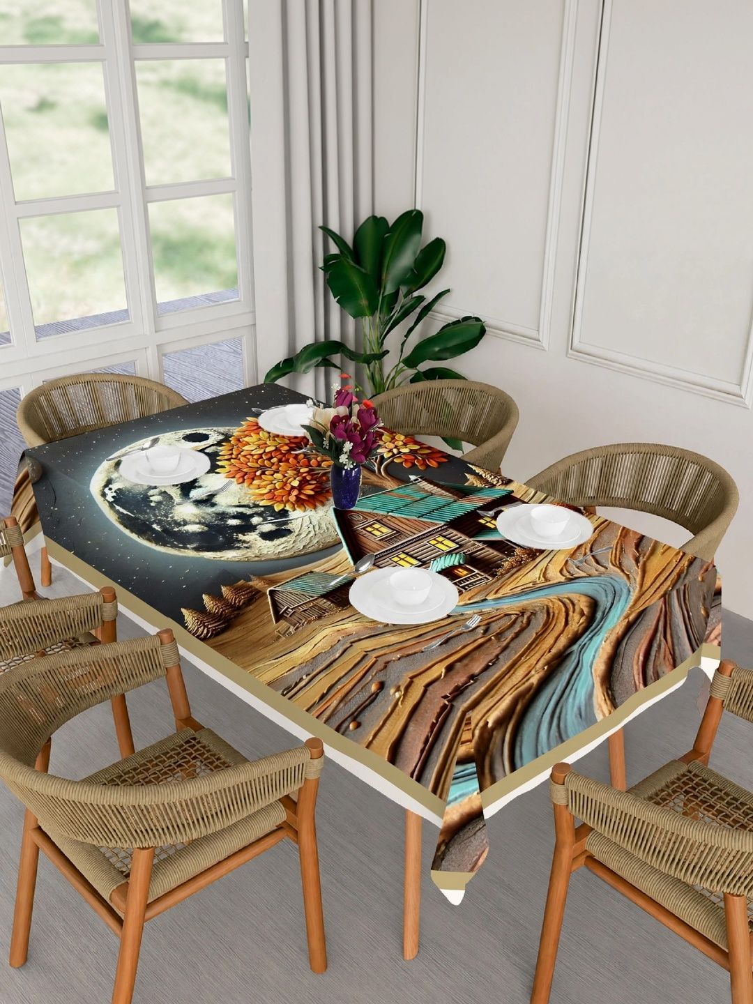 HOLLYWOOD STYLES Brown 6-Seater Table Cover-image-24