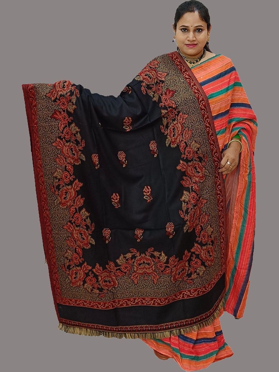 KAVIM Women Floral Embroidered Shawl-image-24