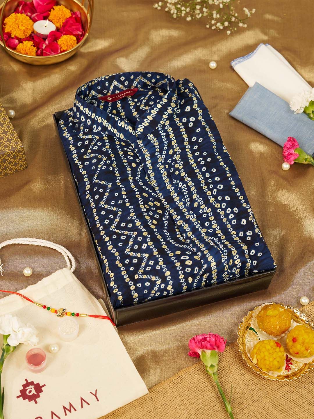 VASTRAMAY Men Bandhani Printed Kurta-picture-37