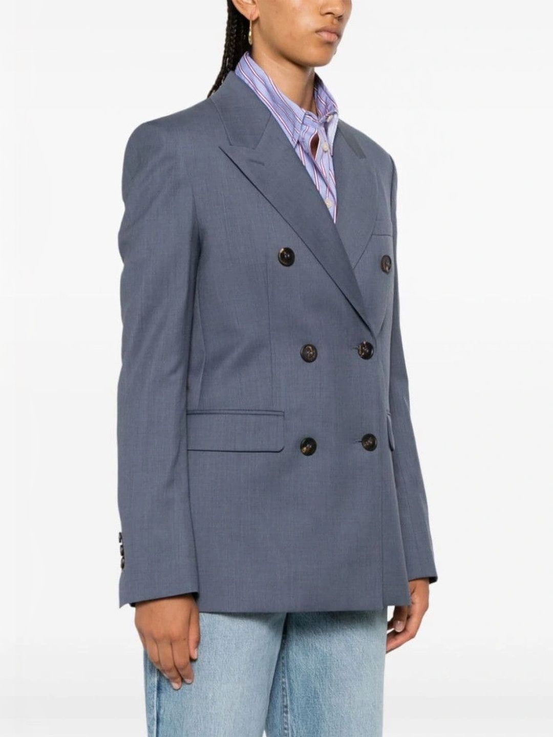 Golden Goose Notched Lapel Double-Breasted Formal Blazers-image-48