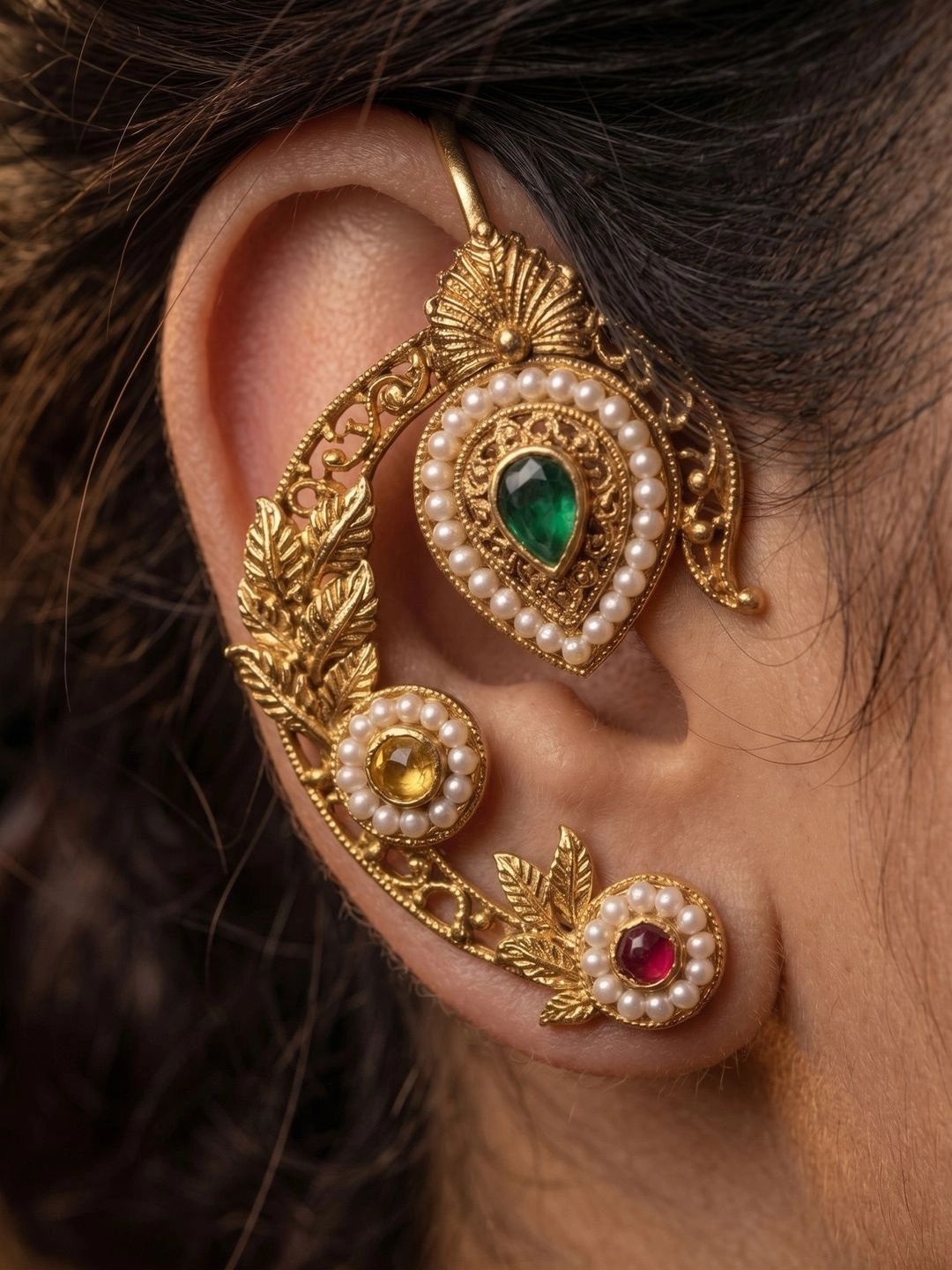 Anouk Leaf Shaped Ear Cuff Earrings-image-47