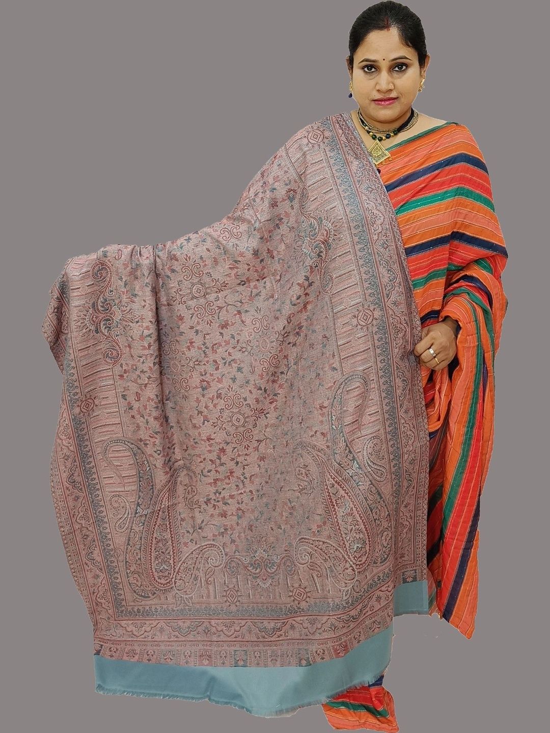 KAVIM Women Paisley Woven Design Shawl-image-36