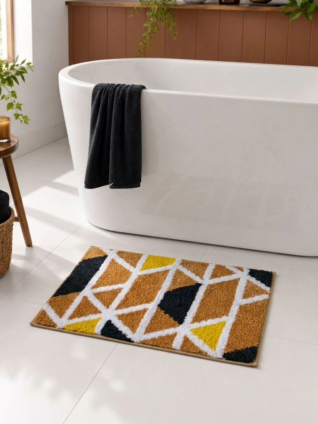 Homzz Beige & Black 450 GSM Anti-Skid Bath Rugs-image-44