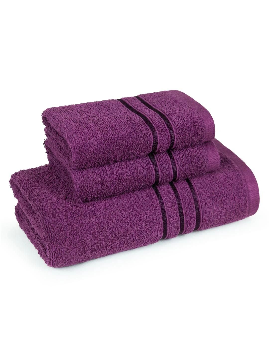 MYTRIDENT Purple & Black 3 Piece Cotton 400 GSM Towel Set-image-27