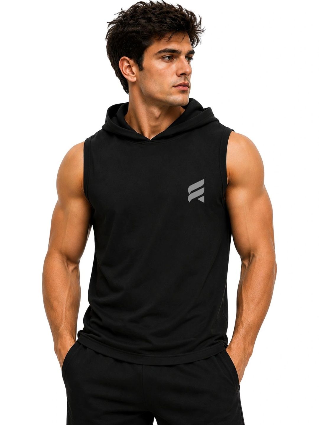 3Colors Men's Sleeveless Gym Hoodie | Quick Dry Active Hooded Tank Top | Lightweight Workout Vest for Gym, Running, Training & Fitness-picture-17