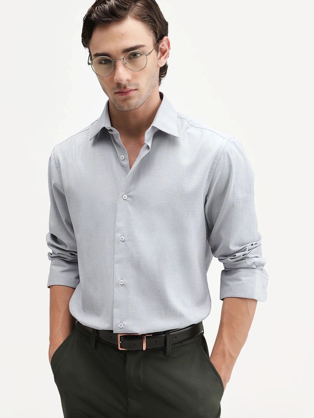 rare rabbit Men's Solid Light Grey Shirt-picture-16