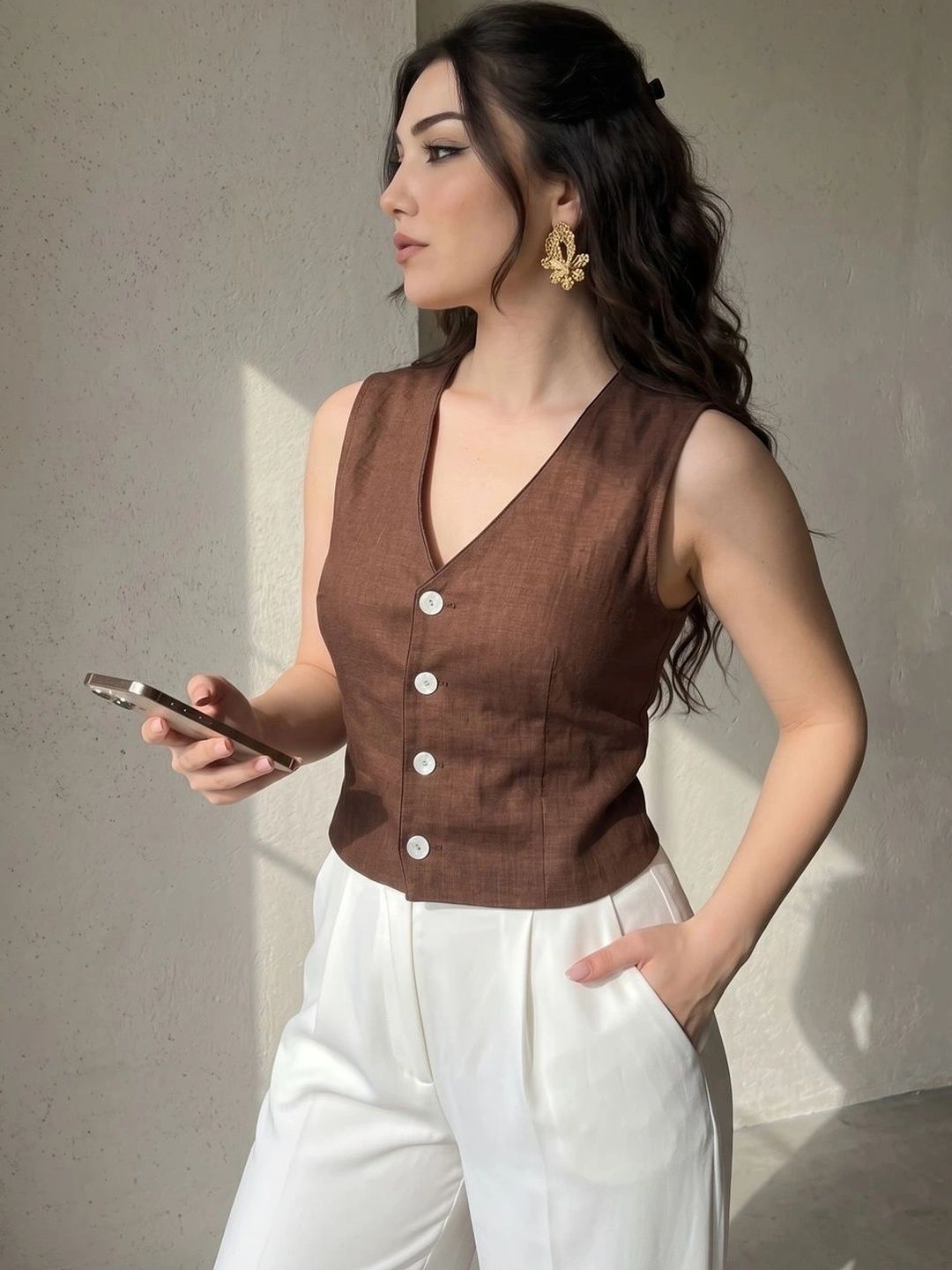 THE FASHION HUB V-Neck Woven Formal Waistcoat-picture-16