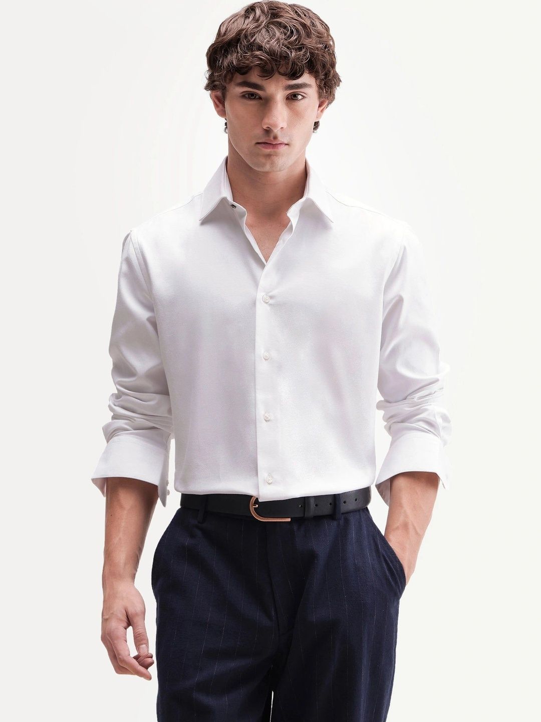 Men's Solid Primary White Shirt-image-1