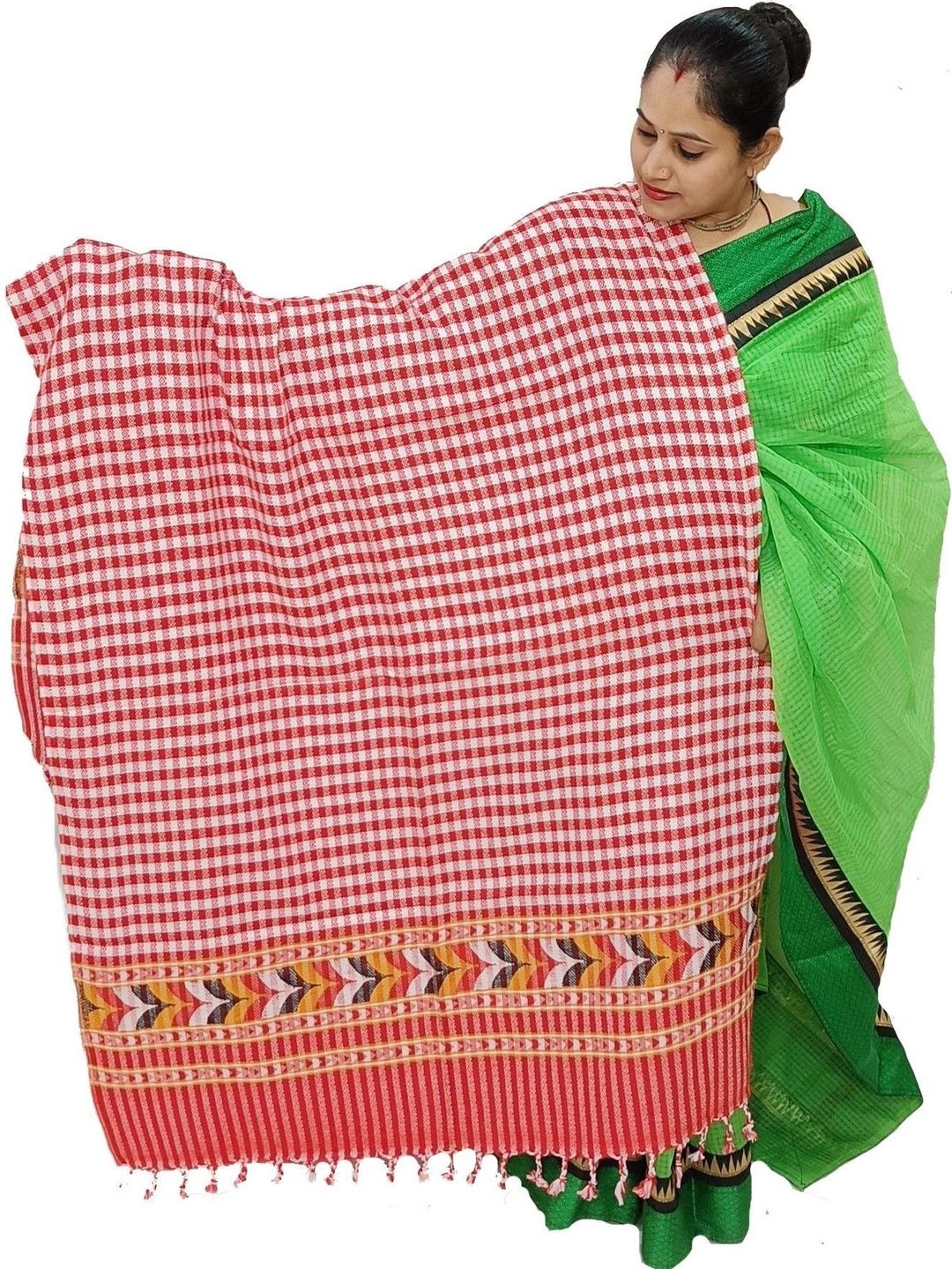 KAVIM Women Checked Woven Design Shawl-picture-31