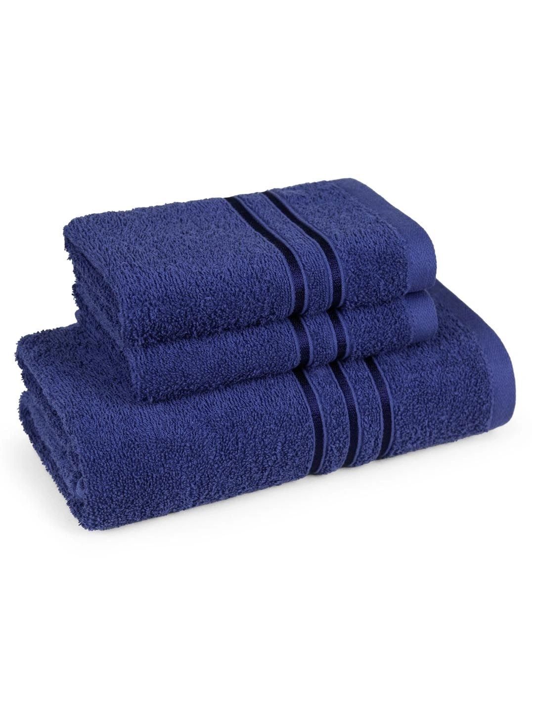MYTRIDENT Navy Blue 3 Piece Cotton 400 GSM Towel Set-image-40