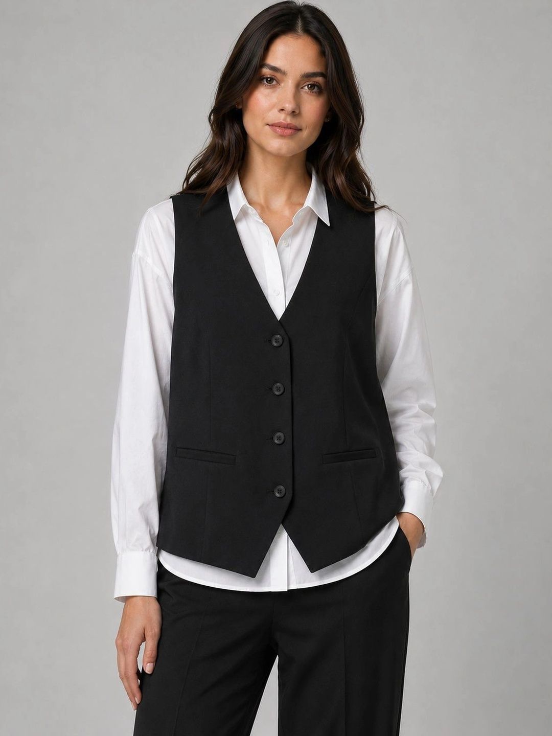 NeMe Couture V-Neck Woven Formal Waistcoat-image-5