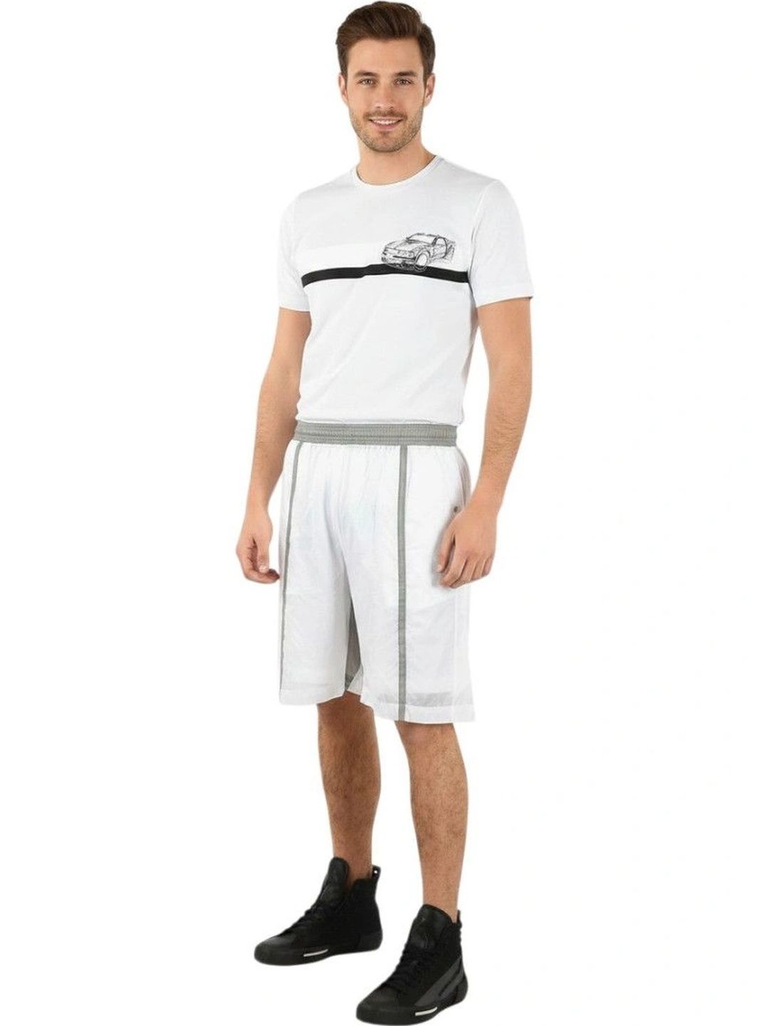 diesel White Solid Bermuda Shorts-picture-51