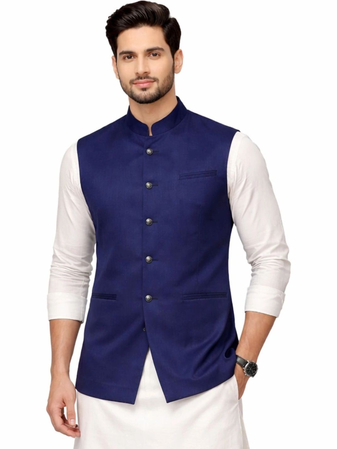 BIS CREATIONS Cotton Mandarin Collar Nehru Jacket-picture-13