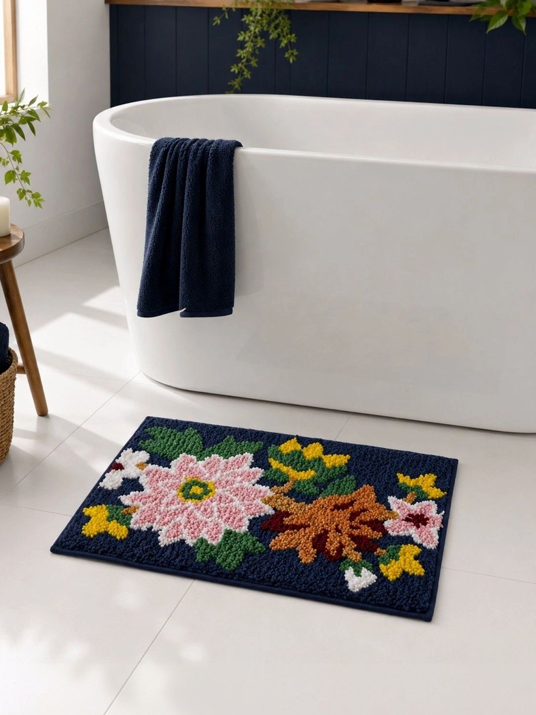 Homzz Blue & Pink 450 GSM Anti-Skid Bath Rugs-picture-17