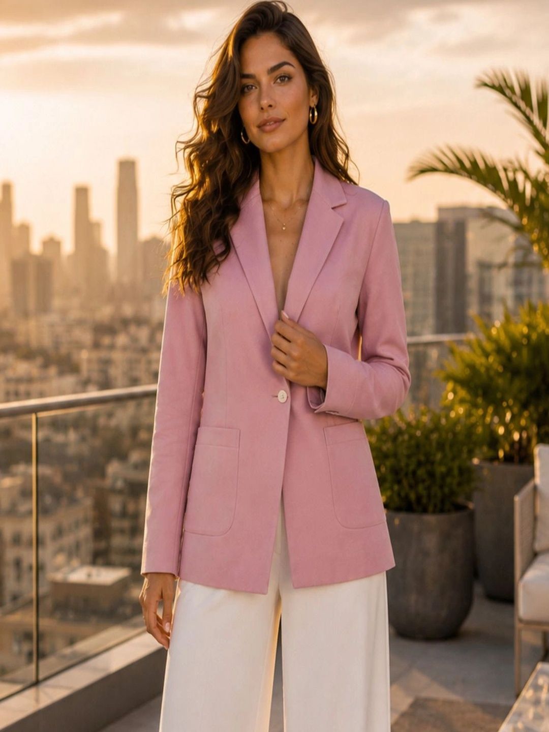 PURVIT Notched Lapel Single-Breasted Blazers-picture-10