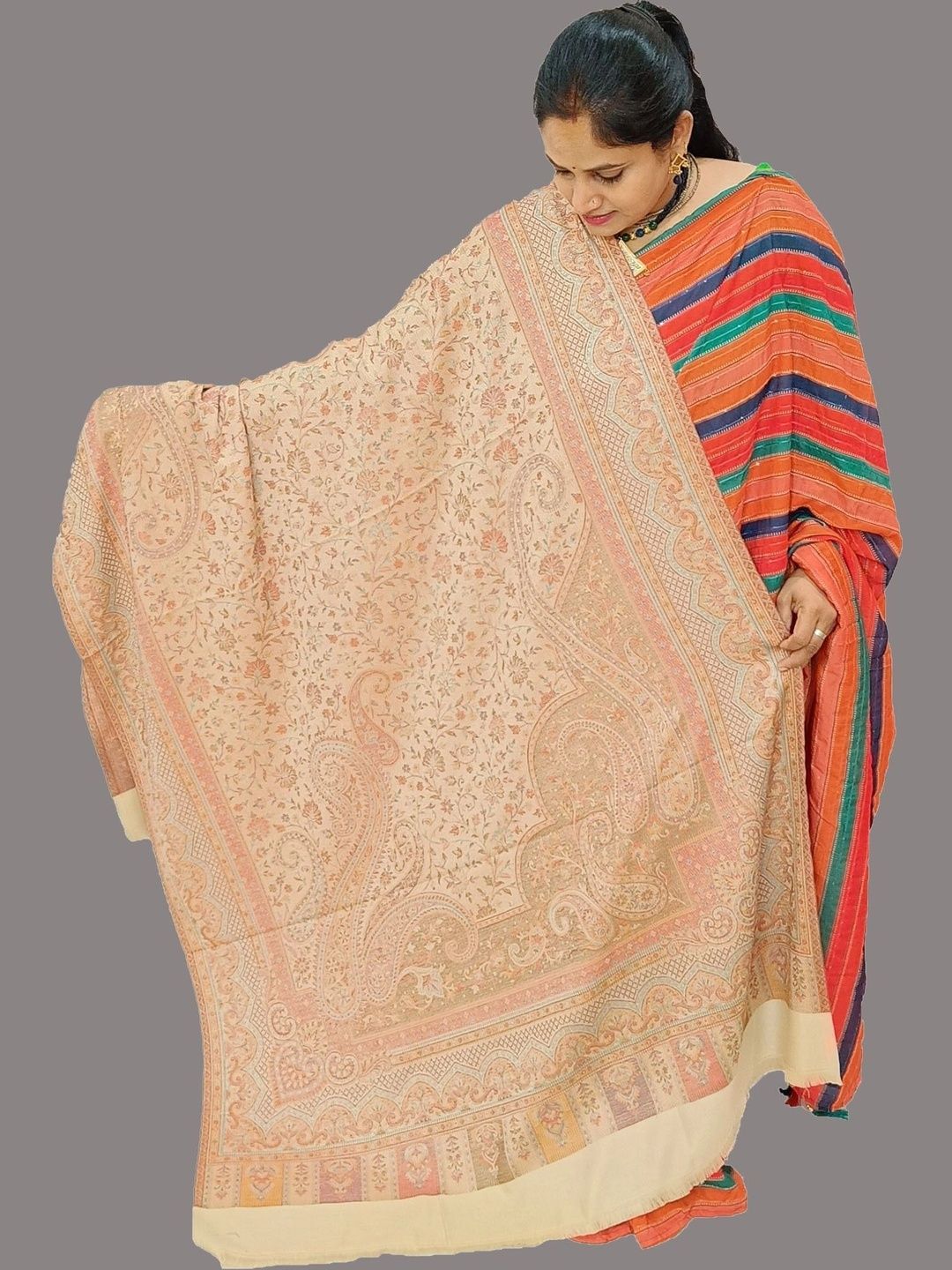 KAVIM Women Ethnic Motifs Woven Design Shawl-image-35