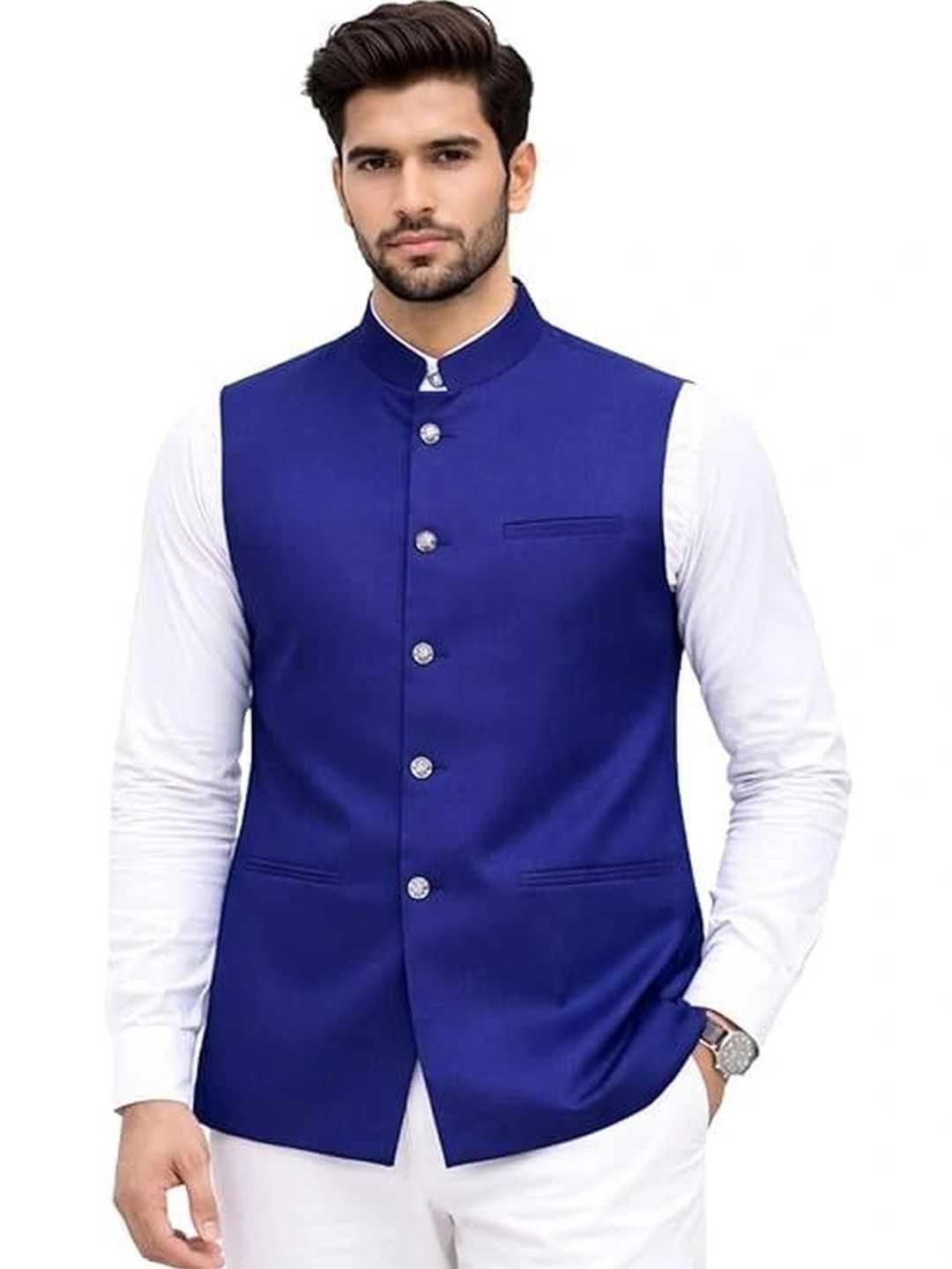 BIS CREATIONS Cotton Mandarin Collar Nehru Jacket-picture-28