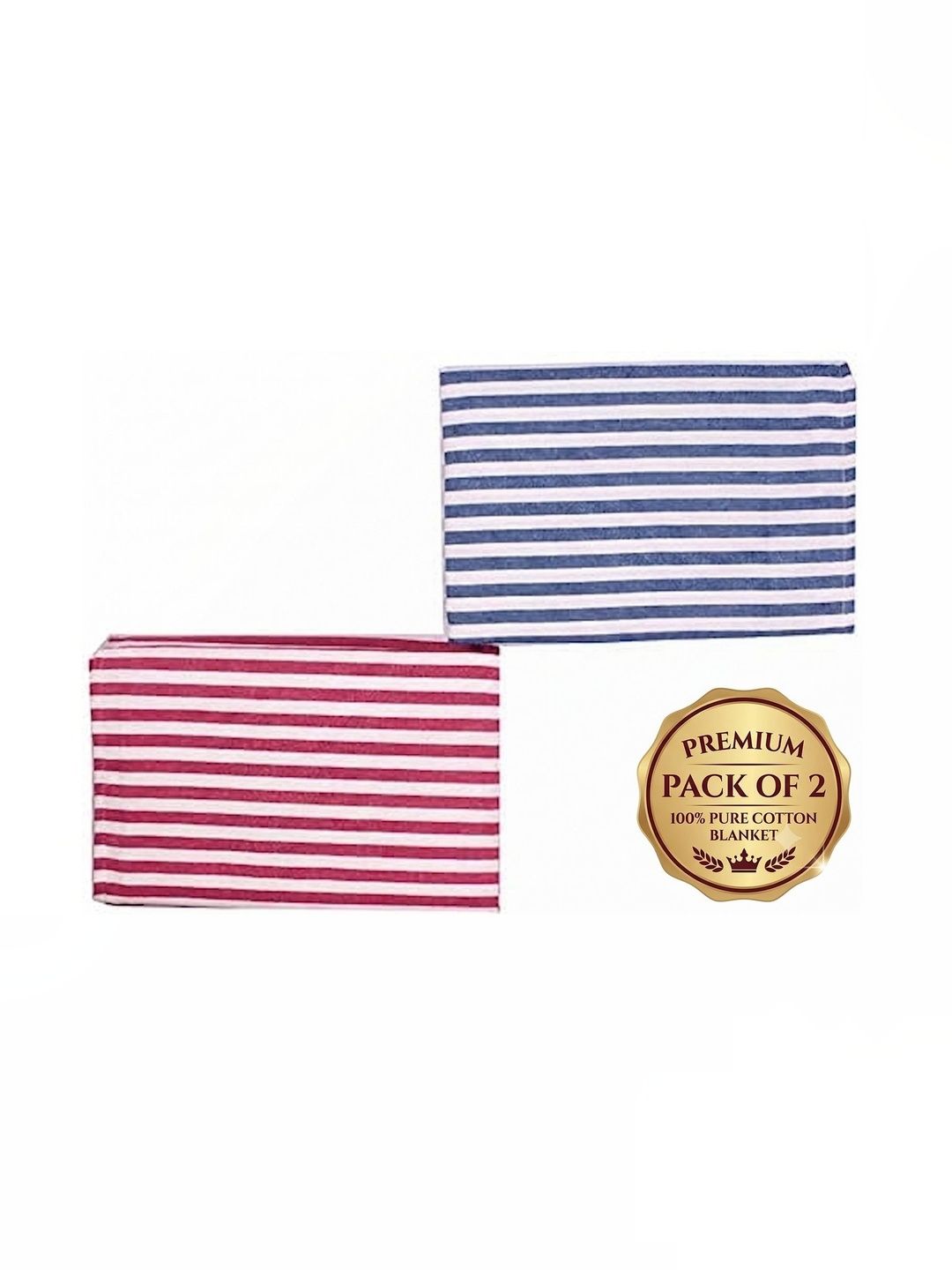 Hornbill Enterprises Pink Set of 2 Striped Blanket-picture-55