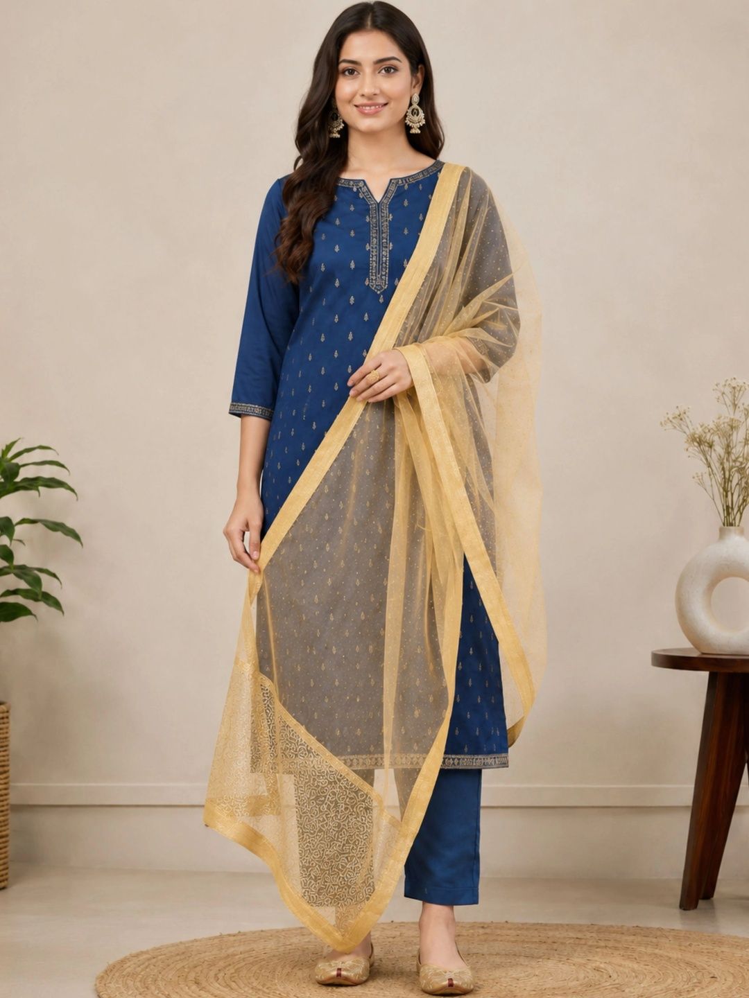 HAUTEMODA Ethnic Motifs Dupatta with Zari-picture-3