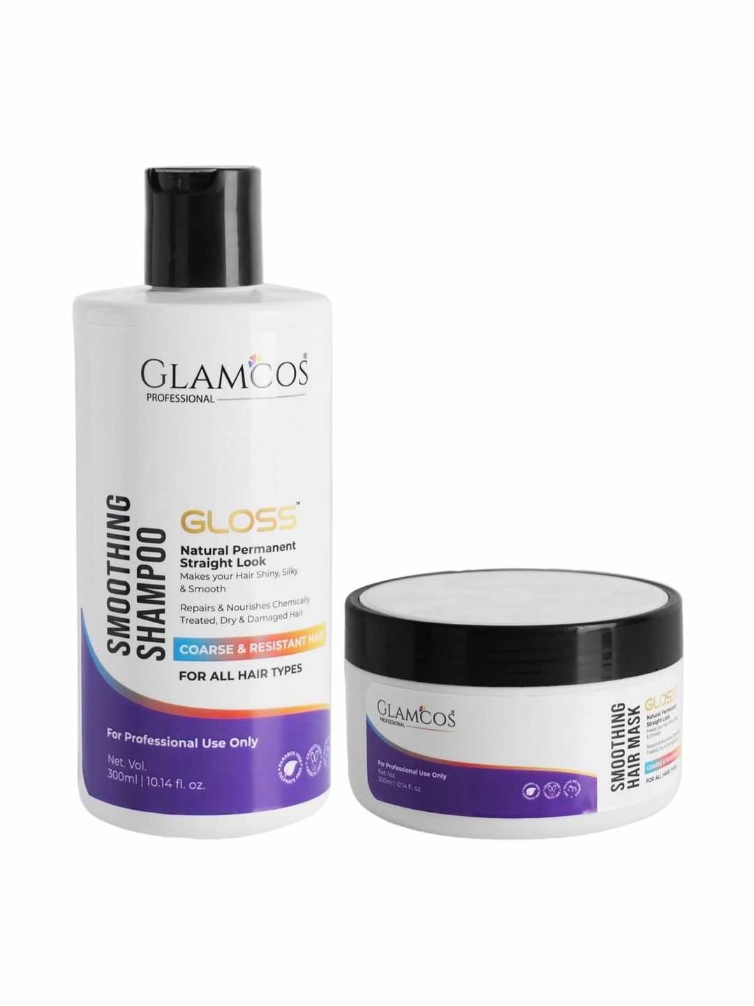 Glamcos Professional Set Of 2 Gloss Fusion Shampoo & Hair Mask - 300 ml Each-picture-57