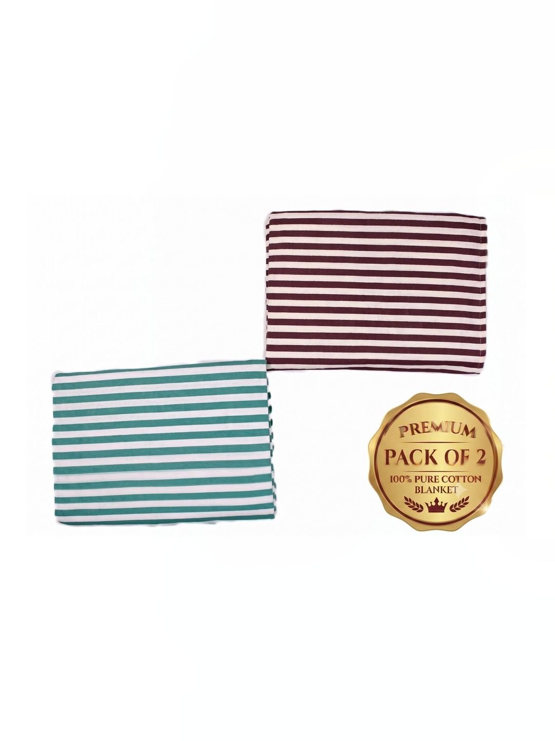 Hornbill Enterprises Green Set of 2 Striped Blanket-picture-52